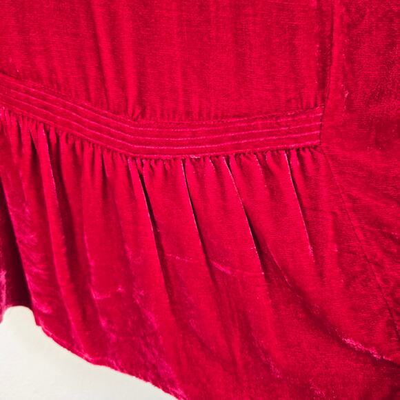 Coldwater Creek Velvet Blouse Women's MP Red Button Up Feminine Romantic Boho - Picture 4 of 9